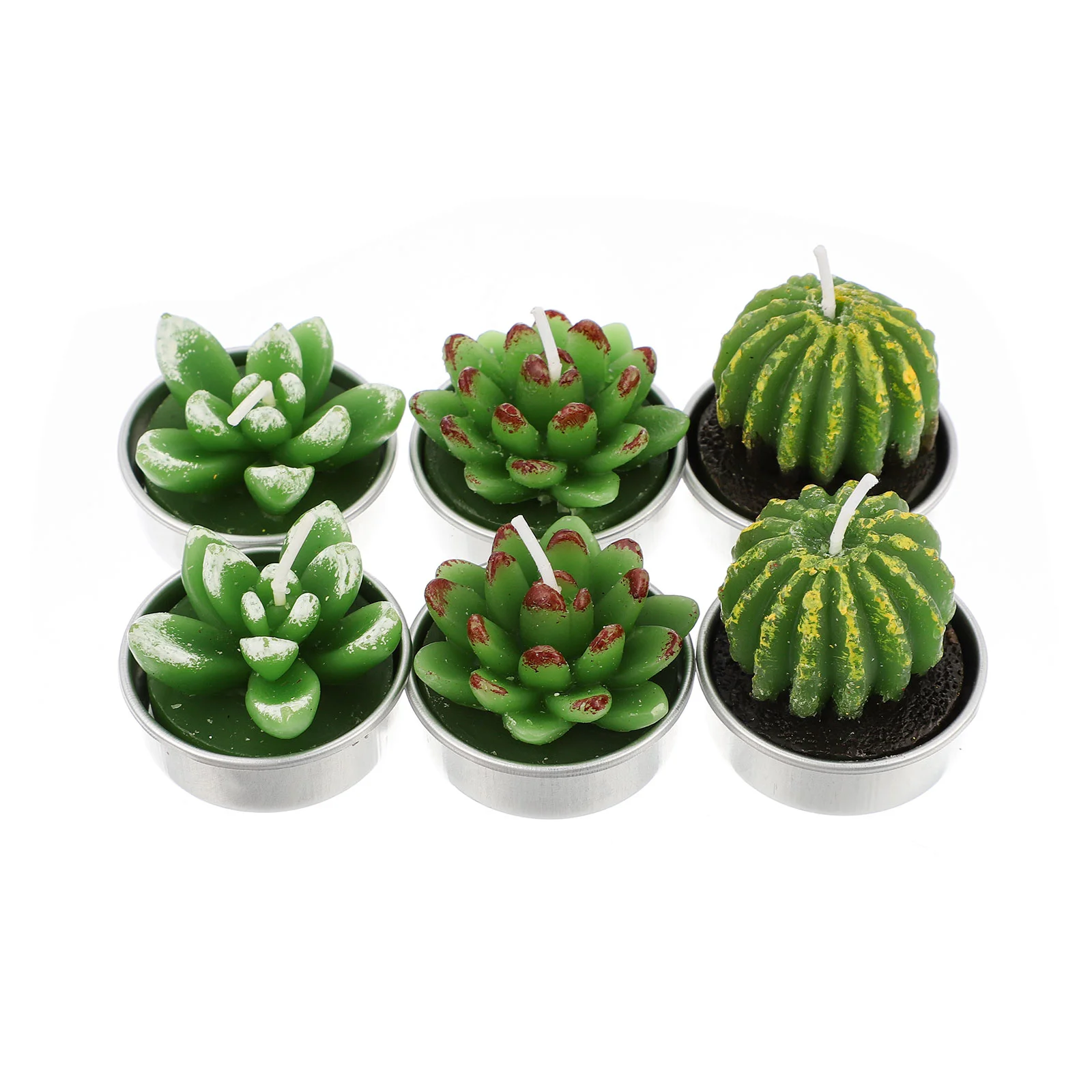 6 Pcs Scented Candles Tea Lights Decor Handmade Tealight Succulent Juicy Artificial Shape Paraffin Cactus