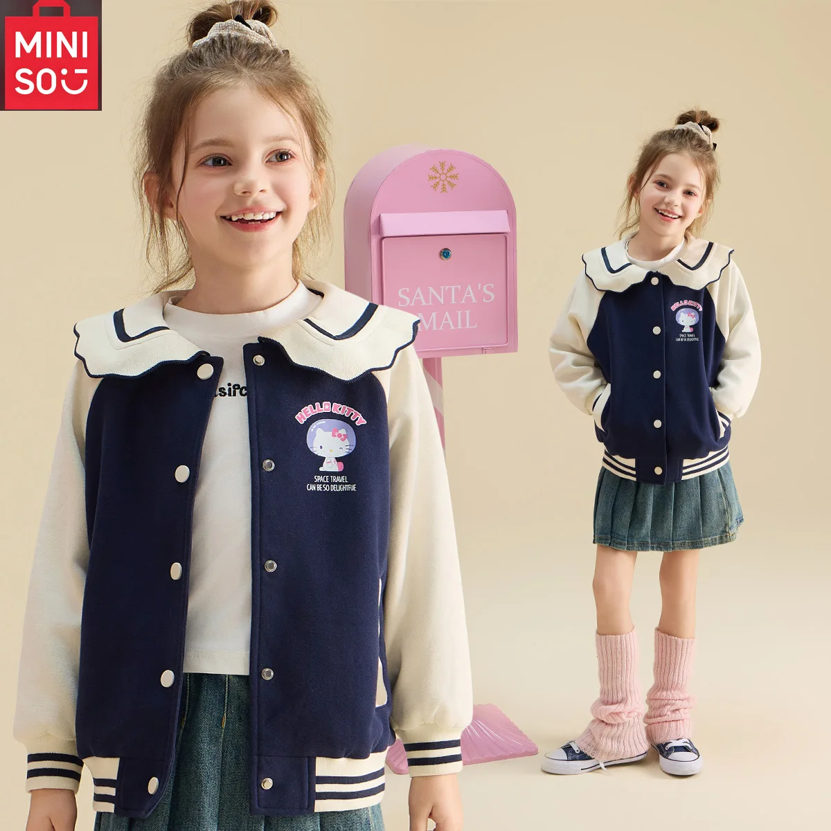 

Girl Leisure Baseball Uniform Hello Kitty Autumn New Kuromi Fashion Girl Gift Cute Cartoon Loose Sports Wind Coat Sanrio
