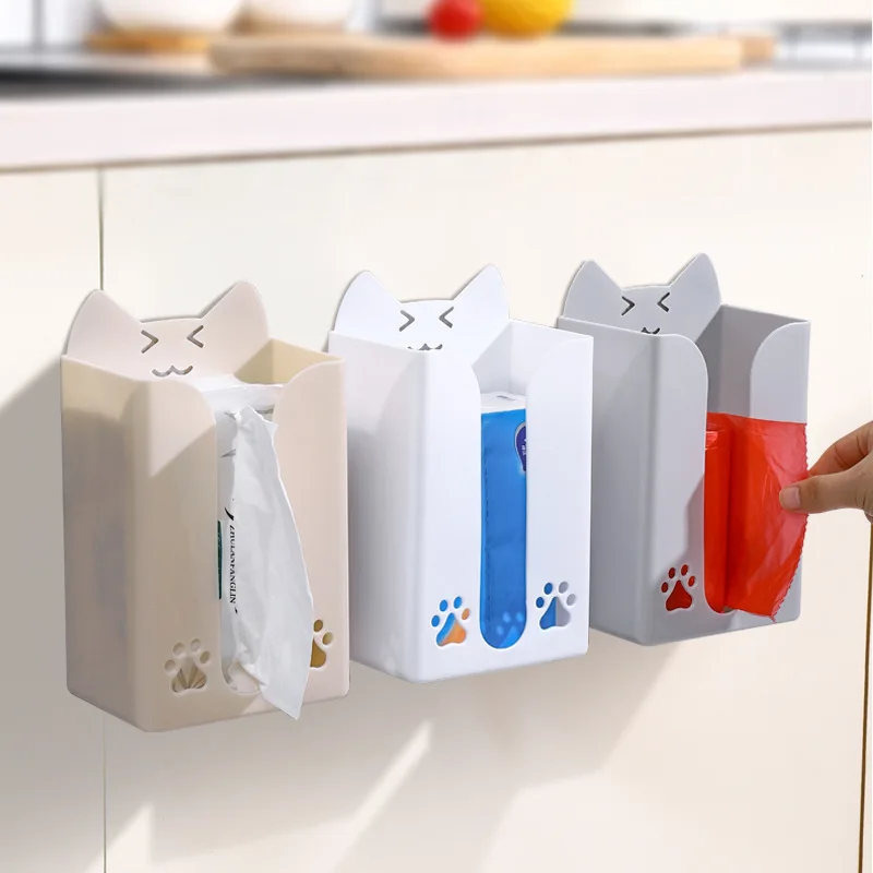 Cute Cartoon Paper Holder Wall Mounted Tissue Box Punch-Free Tissue Racks Kitchen Napkin Storage Rack Bathroom Toilet Accessorie