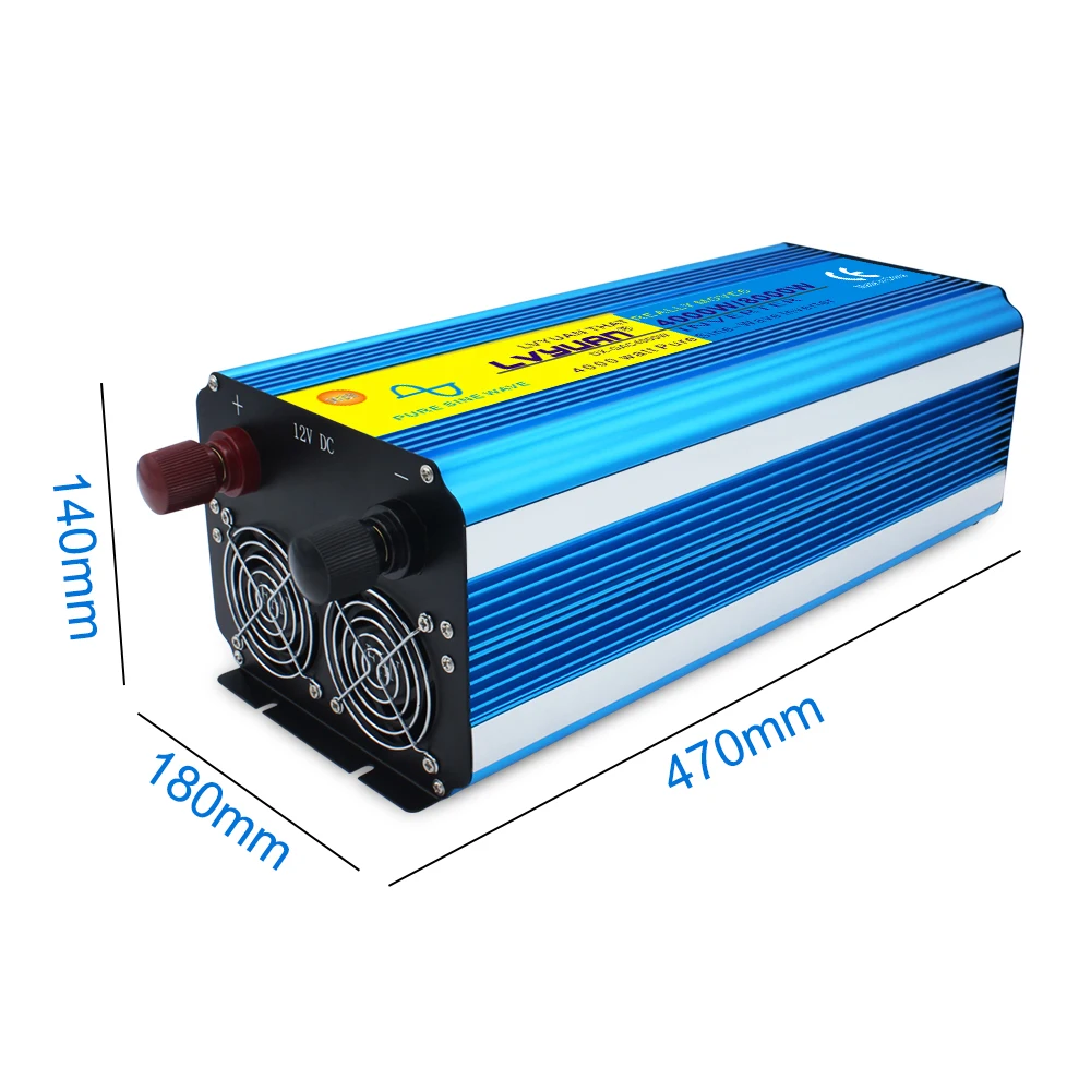 Solar Inverters 4000W Pure Sine Wave Power Inverter 12V 24V DC to AC 110V 120V Peak Power 8000W with Remote Control 4 AC Outlets