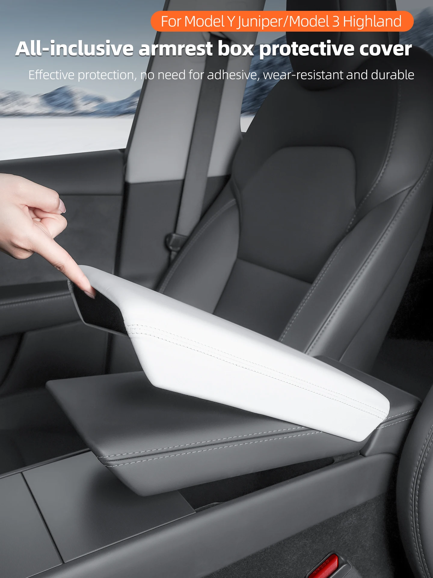 Für Tesla Model 3 Highland Y Juniper Armlehnenbox-Schutzabdeckung Mittelkonsole Kratzschutz 2026 2025 Auto-Zubehör – Detail 2