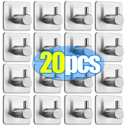 Stainless Steel Adhesive Hook Waterproof Self Adhesive Wall Hook Heavy Duty Towel Holder Home Kitchen Bathroom Organizer Hooks