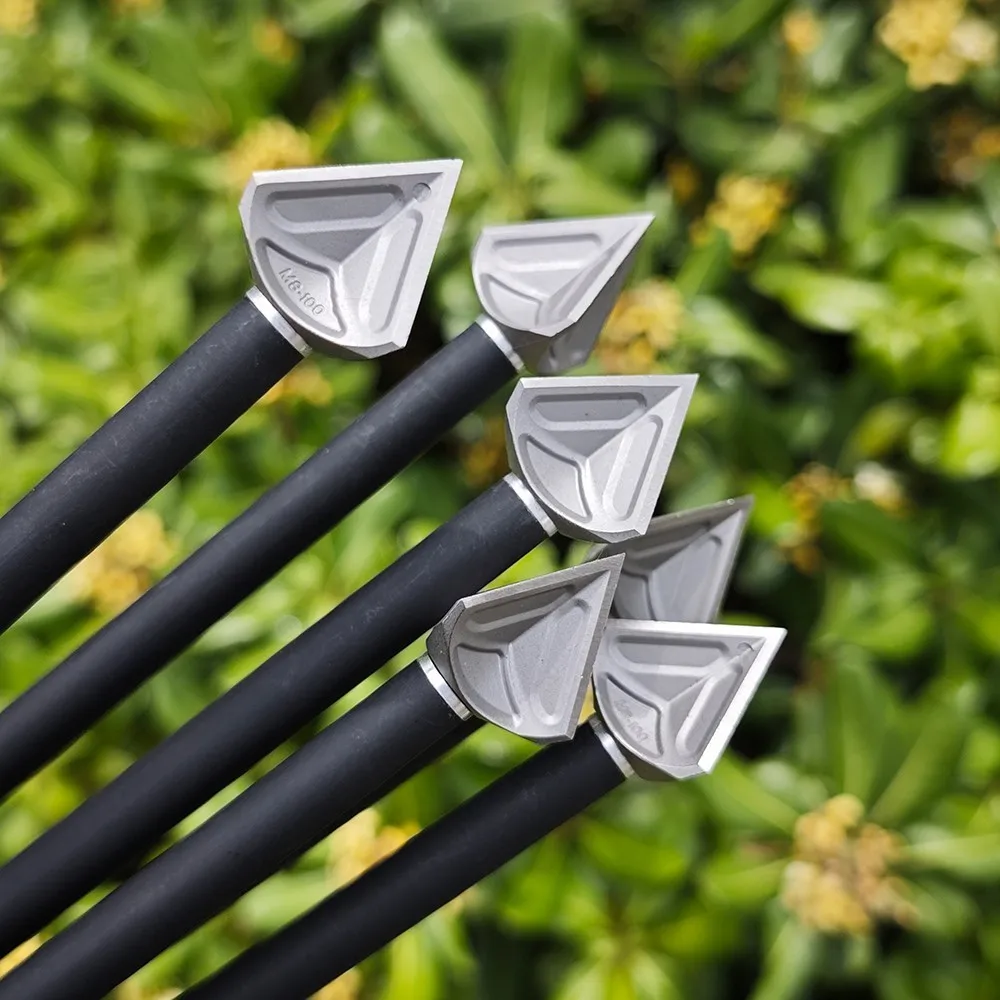 6X شفرة برودهيد 100Gr المسمار الرماية السهم قوس منحني مجمع القوس الصيد المسمار في نقطة 440C الفولاذ المقاوم للصدأ الفضة #2