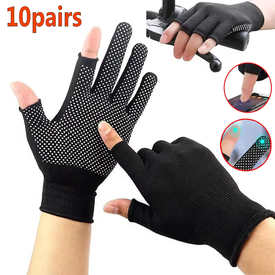 Non-slip Touch-Screen Nylon Gloves for Men Women in Summer Outdoor Cycling Work Fitness Breathable Non-slip Dispensing Gloves