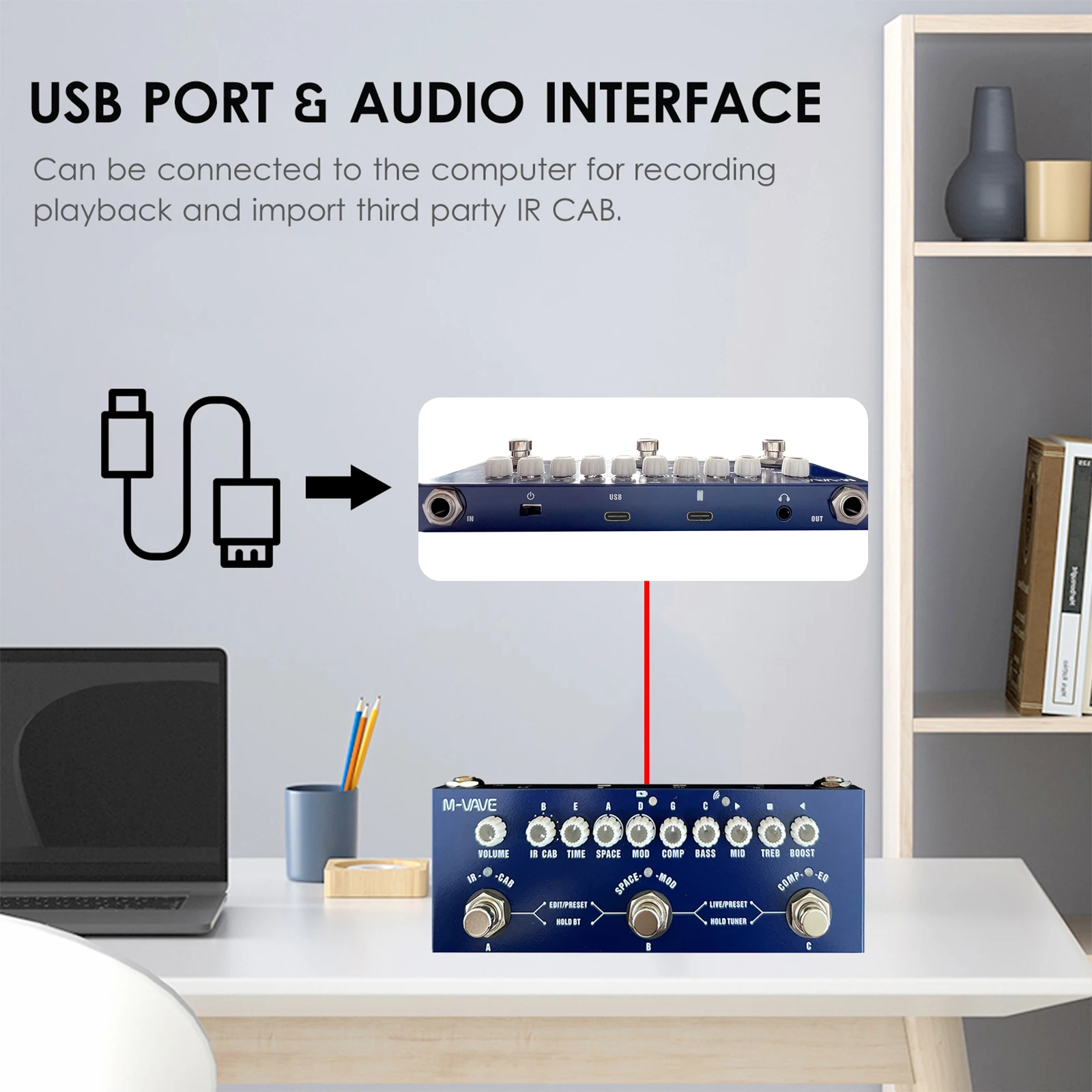 M-VAVE CUBE BABY Portable Multifunctional Bass/Electric Guitar/Acoustic Guitar Combined Effect Pedal with Wireless Music Playbac