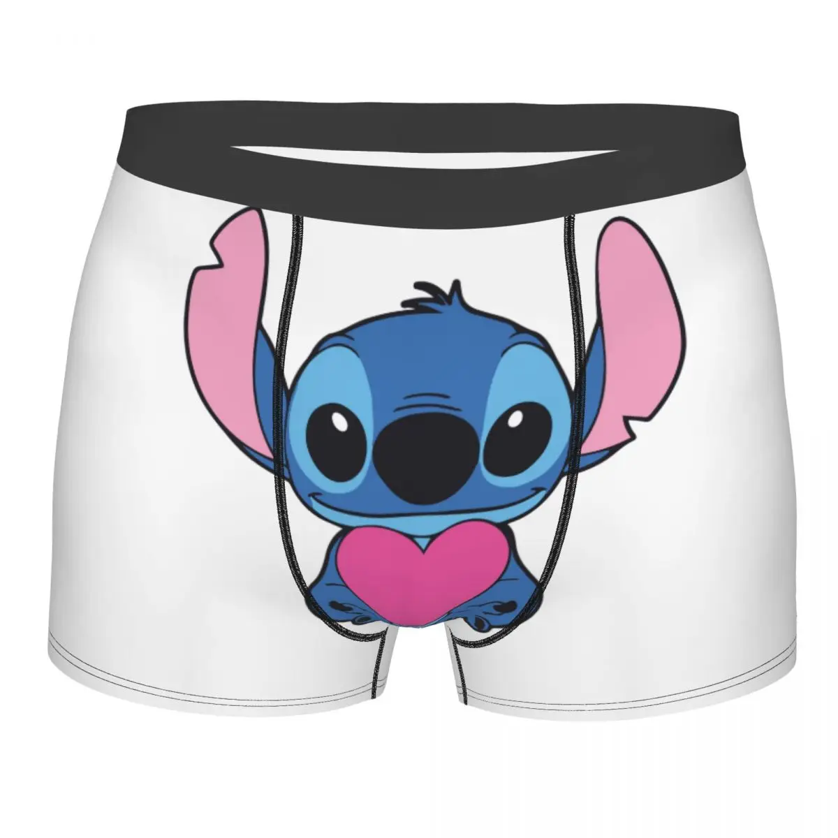 

Lilo Stitch шорты-боксеры с сердечками на День святого Валентина, мужские эластичные трусы с 3D принтом, трусы, трусы