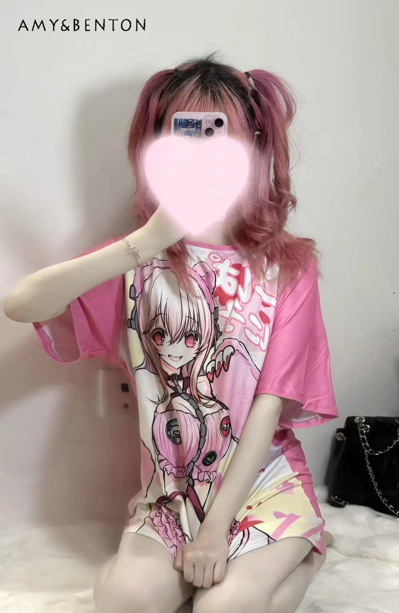 Original Japanese Animation Printing Splicing Color Short-sleeved T-shirt Subculture Gothic Oversized T Shirt Spice Girl Y2K Top - Image 3