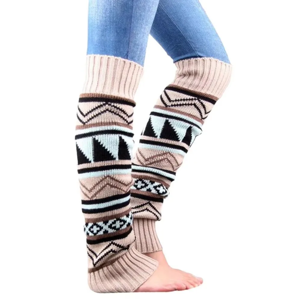 

High Quality Boho Style Winter Leg Warmers Knit Soft Knee High Socks Thickened Knee Boots