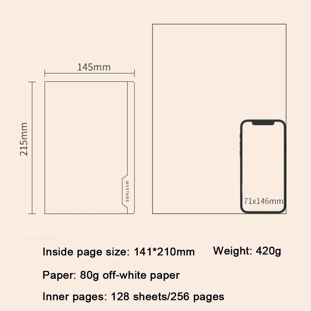 (Free Logo Engraving) A5 Simple Student Notebook, Business Meeting Minutes, Leather Notepad, Diary, 128 Sheets, 256 Pages