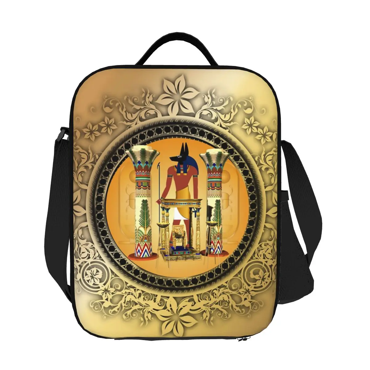 

Custom Ancient Egyptian Anubis Insulated Lunch Bag for Women Egyptian Gods Pharaoh Thermal Cooler Bento Box Kids School Children