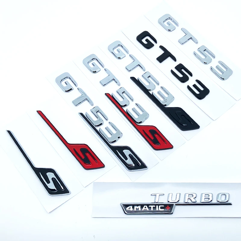 تنطبق على الحروف GT50 GT53 GT63 GT63S V8 Biturbo 4matic + شعار ABS لسيارة Mercedes Benz C190 X290 ملصق صندوق السيارة الجانبي