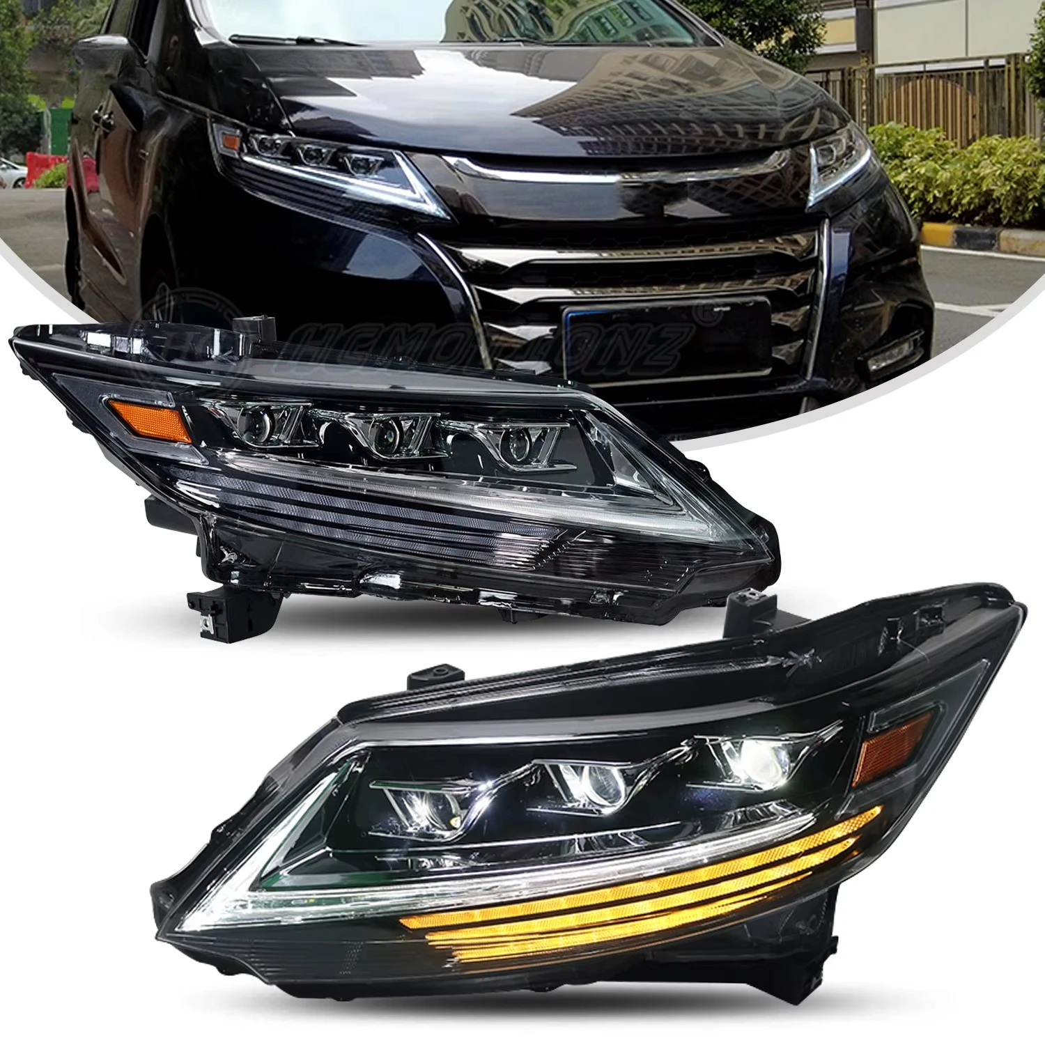 

LED Headlights for Odyssey 2013-2021 Blue Start-up Animation DRL Car Front Lamps