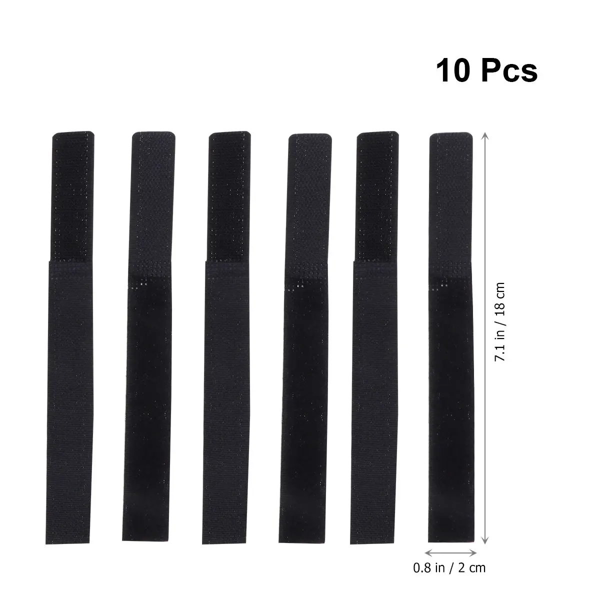10Pcs Reusable Hook and Loop Cable Straps 2x18cm Black Fastening Cable Ties for Cord Organization Desk Home Entertainment Center