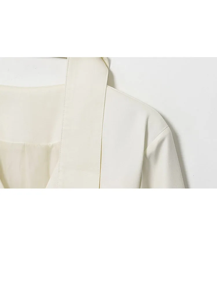 HH خريف شتاء المرأة وشاح طوق الخامس الرقبة السترة مصممة الصوف مزيج سليم صالح البدلة سترة مرتفعة الأساسية ملابس خارجية جديدة