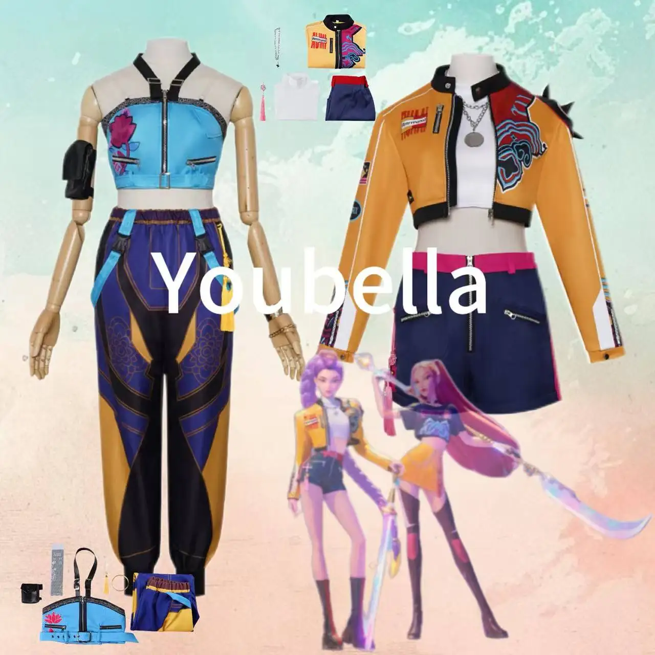 

KPop Demon Hunters Rumi Mira zoe cosplay stage costume and wig Christmas Play Role Clothes Clothing Halloween Party Roleplay