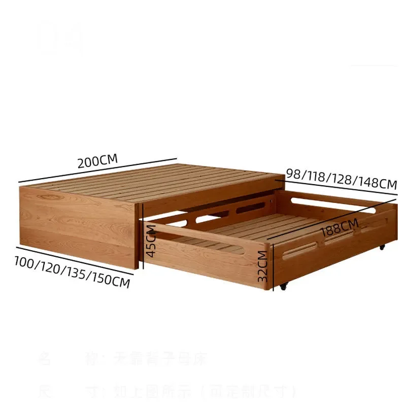 سرير أطفال نورديك بدون مسند ظهر حصير جميع سرير من الخشب الصلب شقة صغيرة توفير مساحة سرير بطابقين مقطورة الأم والطفل