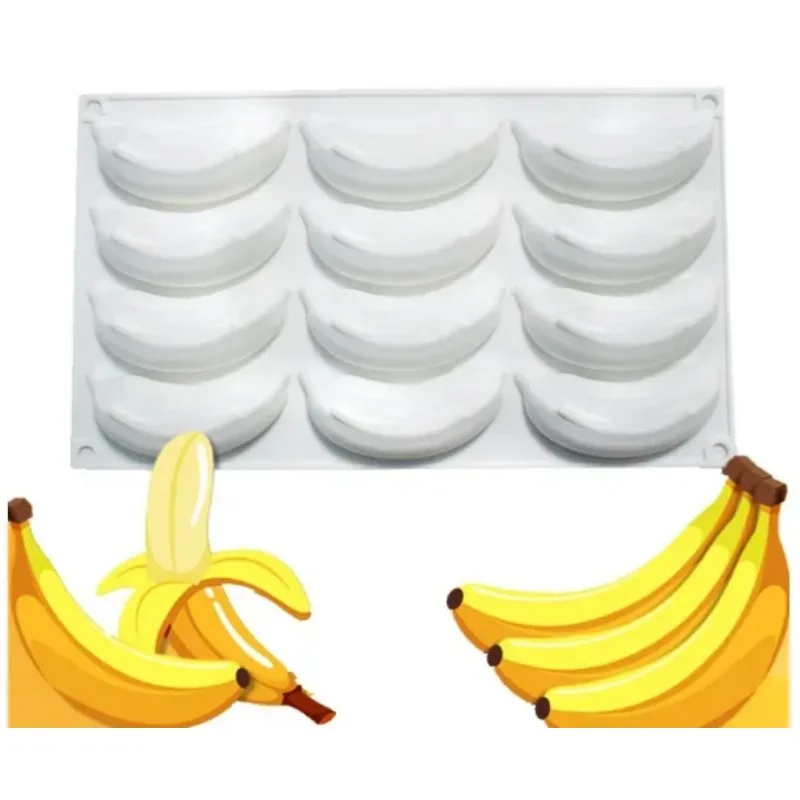 12 Holes Banana Cake Silicone Baking Mold Mousse Chocolate French Dessert DIY Cake Decoration Tools