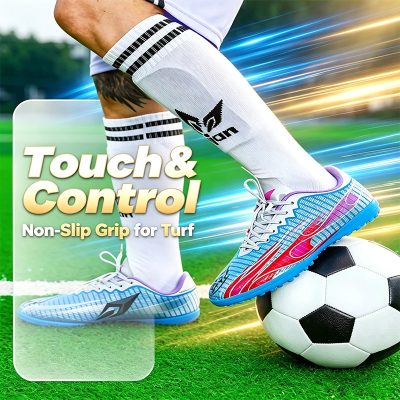 Shock Cushion AG FG Football Boots Thick Soft PU Textile TPU Outsole Reduce Foot Fatigue For Long-time Natural Grass Training