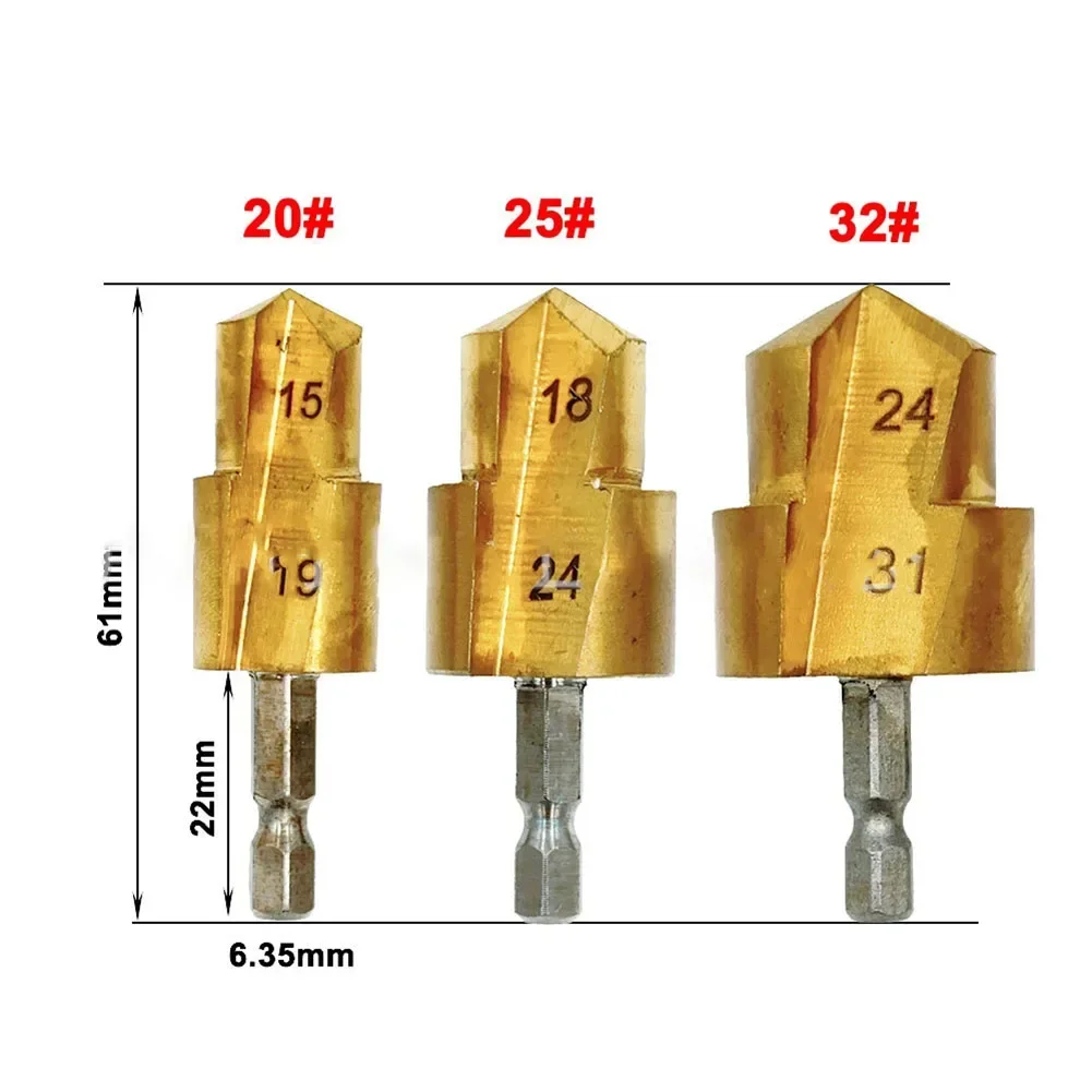 Imagem -06 - Hexagonal Shank Broca Expansão Tubo de Água Ferramenta de Perfuração para Reparação Canalizador Ferramentas Elétricas Acessórios 6.35 mm Pcs