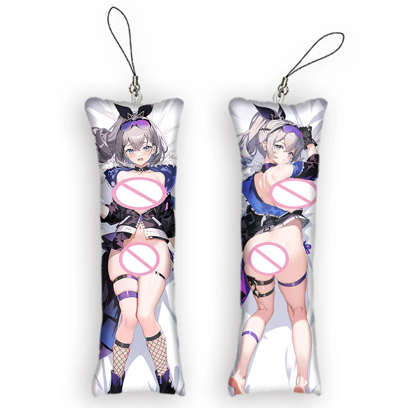 

New Pattern Honkai Star Rail Silver Wolf Theme Character Keychain Anime Double-Sided Print Small Pillow Pendant Mini Dakimakura