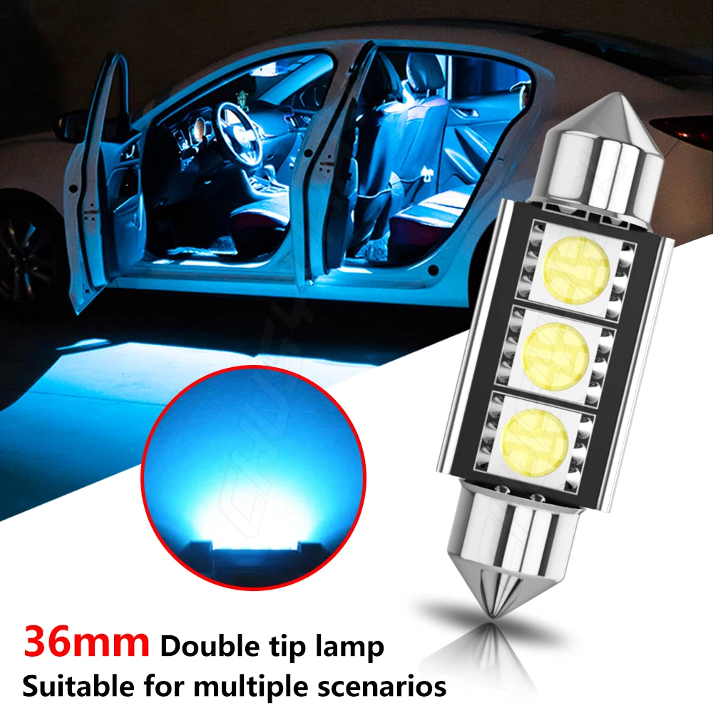 

CHUSYYRAY 1pcs Universal 36MM Car LED Light Bulb Blue Car Interior Dome License Plate Festoon Map Reading Light Mixed Lamp Set
