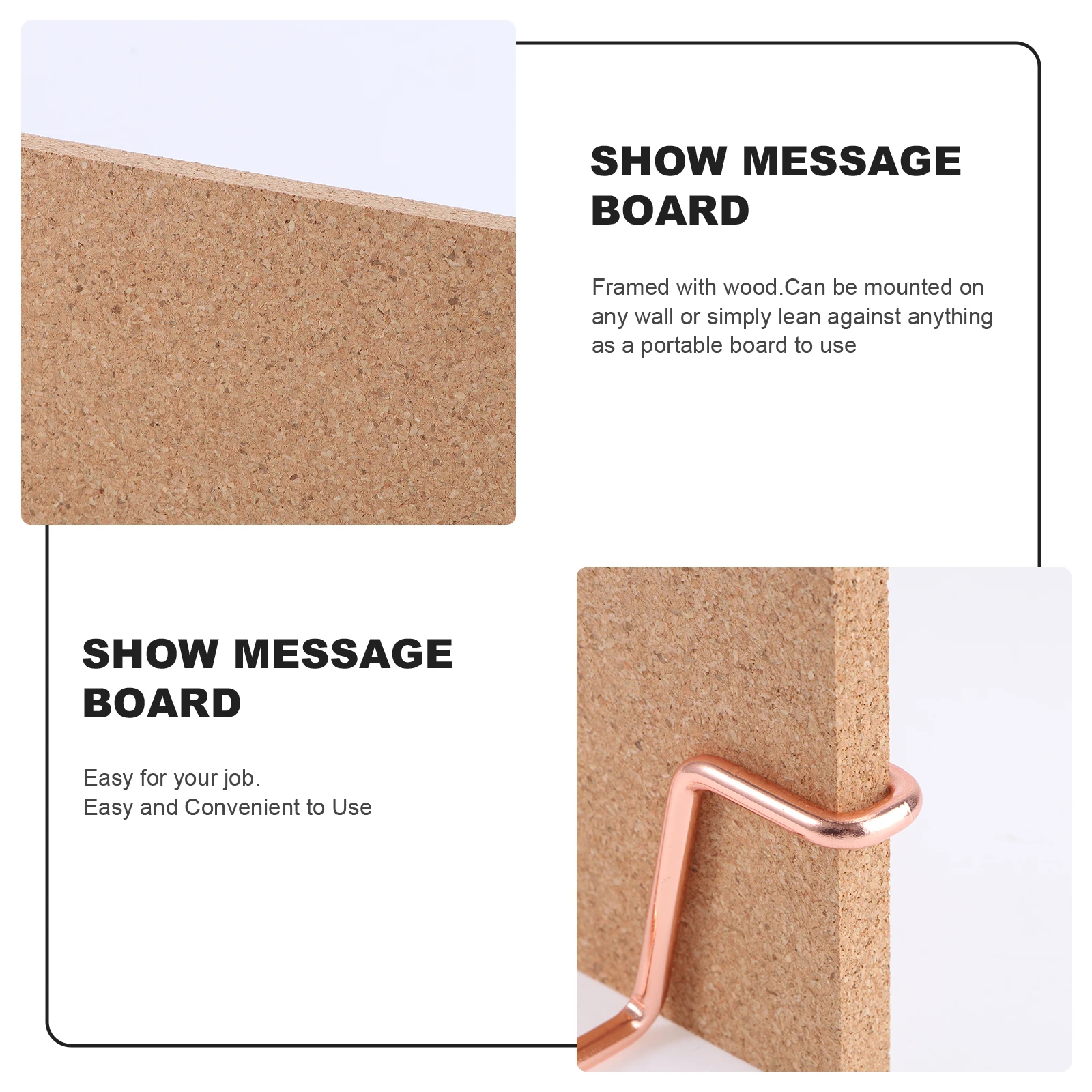 

Rose Gold Wooden Cork Bulletin Board Smooth Writing Surface for Office Home Classroom Menu Message Pin Memo Notice Board