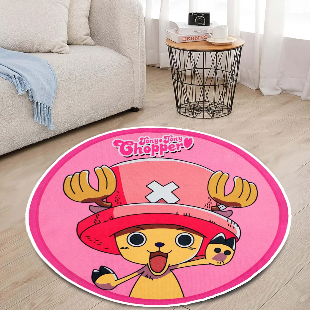 Circular Rugs Anime One Piece Customize Tony Tony Chopper Pink CartoonRug Handmade Carpet Area Rug for Home Decor