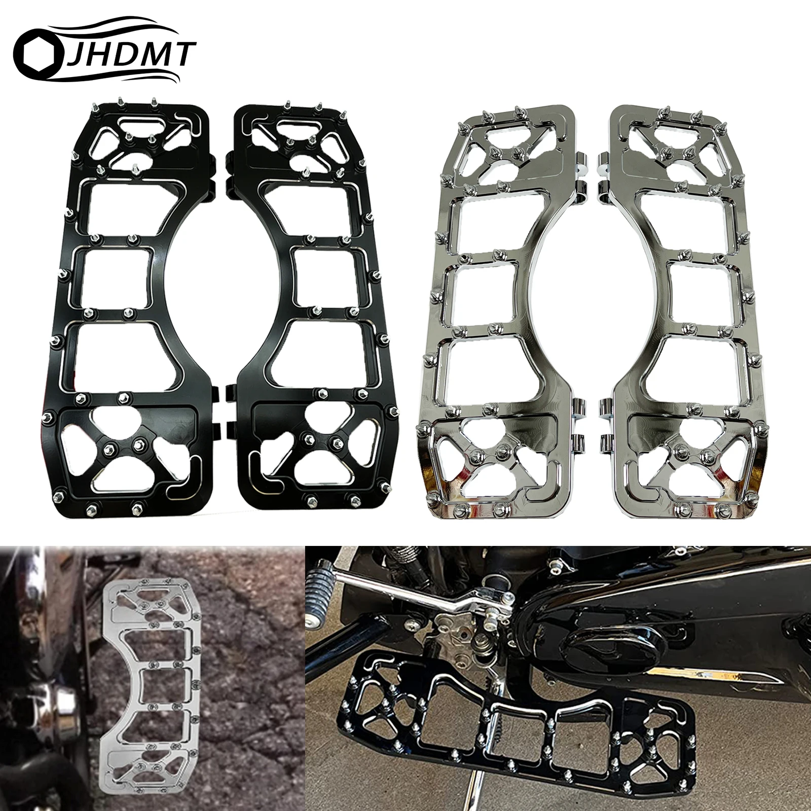 

Motorcycle Front Driver Floorboards Stretched Wide Footpegs Footrest Aluminum For Harley Dyna Softail Touring Road Glide FLST