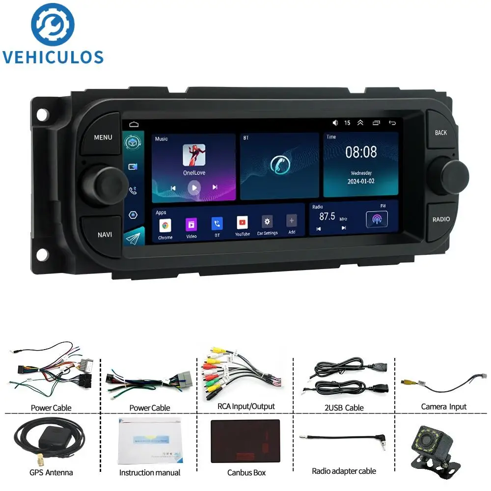 Radio estéreo de coche para Chrysler 300M 2002-2004 para Jeep para Wrangler 2003-2006 para camioneta Dodge 1500/2500/3500-2004-2005