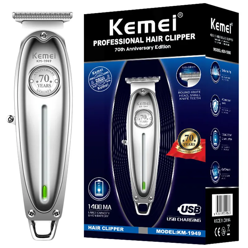 Original Kemei Full Metal Professional Hair Trimmer For Men Lithium Beard Trimmer Electric Barber Clipper Hair Cutting Machine