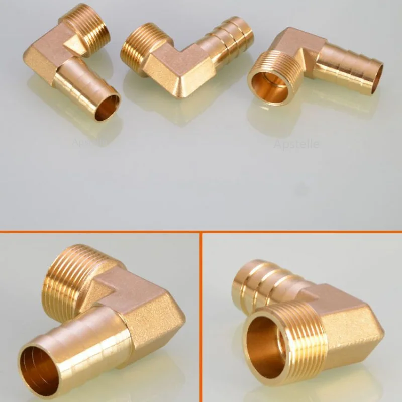 90 Elbow Brass Male Thread Fitting Barb Hose Tail End Connector for Air Fuel Pipe Fitting Adapter 1/8