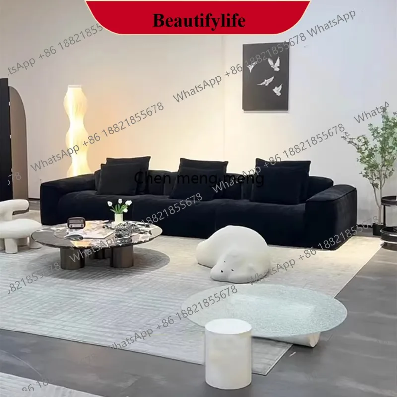 Sofás de Sala de Estar Negros de Lujo EE182, Sofás Modulares Nórdicos Italianos de Terciopelo, Muebles de Sala Modernos y Suaves