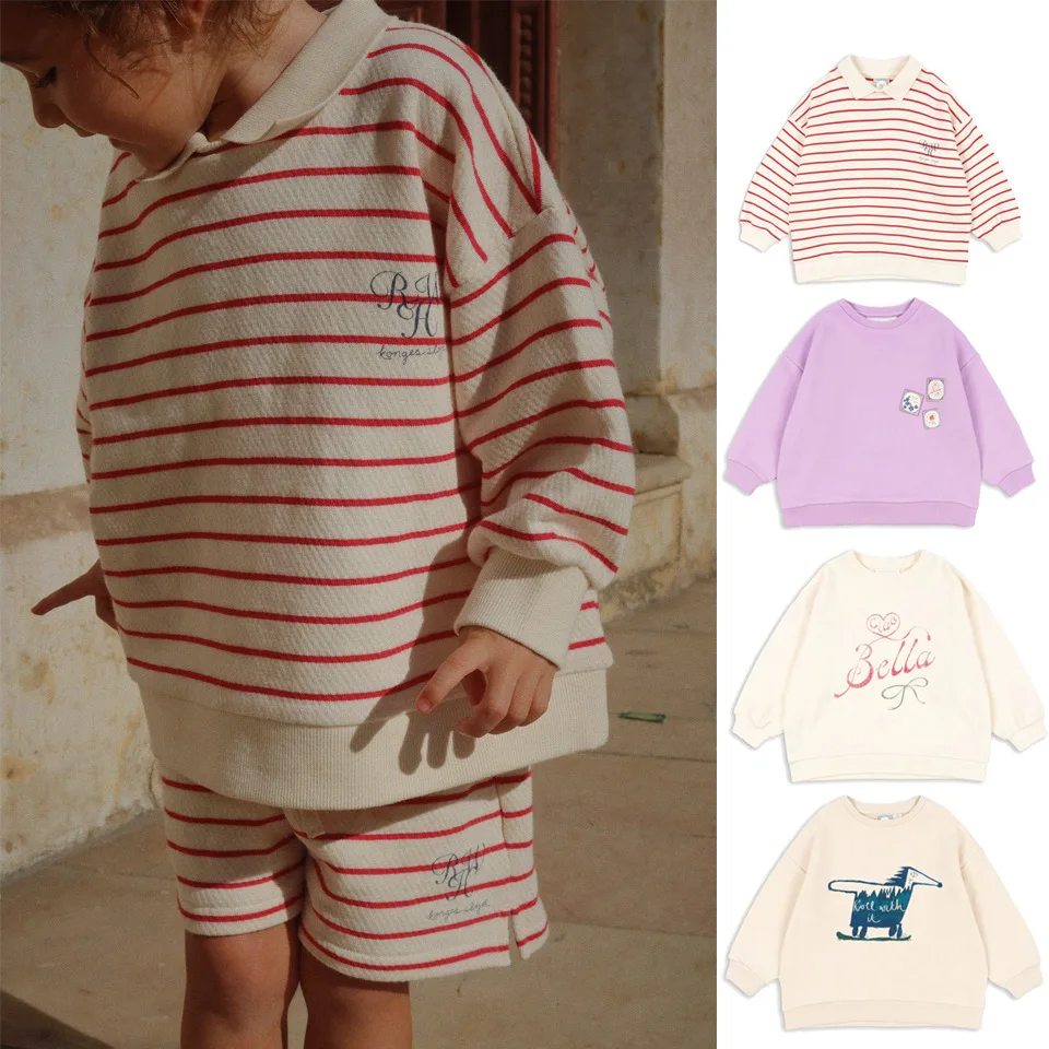 

Kids Clothes 2025 New Autumn Winter Korean Children's Cartoon Cotton Sweatshirts Shorts Baby Girls Boys Outdoor Clothings