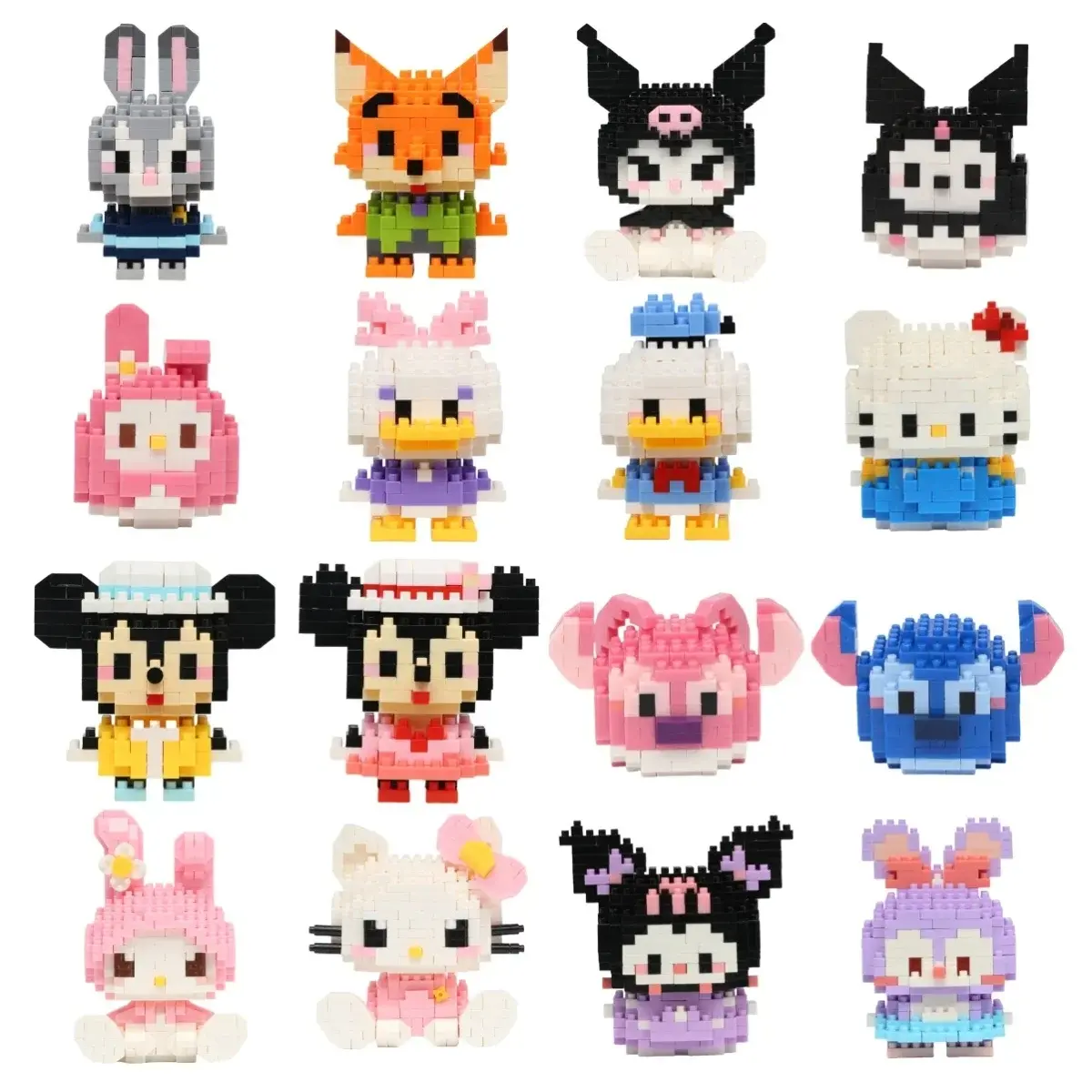 Disney 108 estilo ponto linabell olá kitty blocos de construção princesa dos desenhos animados figrues tijolos montagem das crianças brinquedos modelo presente