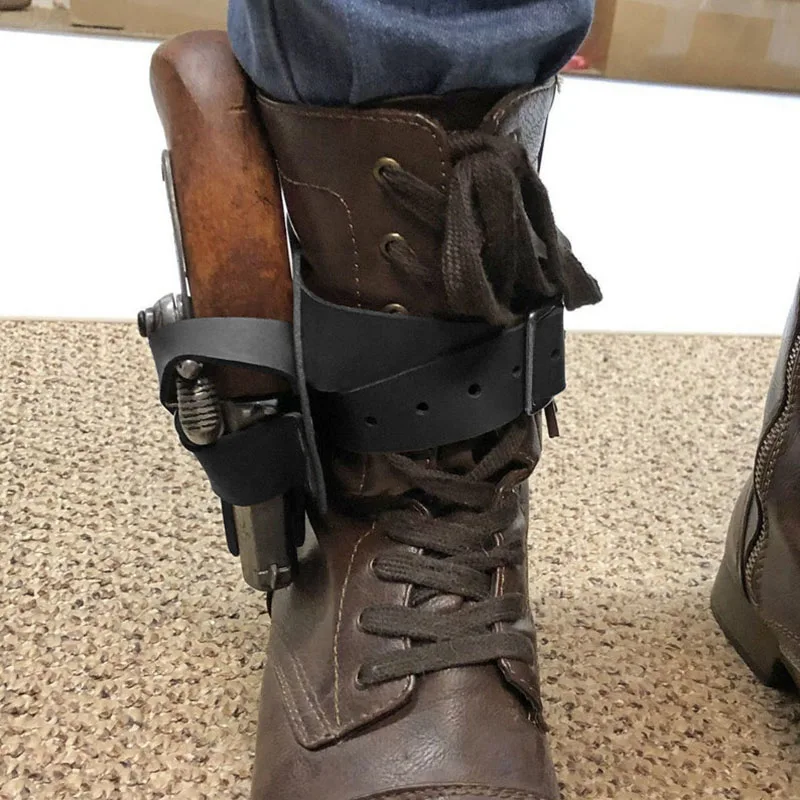 Mini Pistol Derringer Leg Garter Holster Renaissance Pirate Gear Leather Flintlock Holder Steampunk Larp Cowboy Cosplay Props