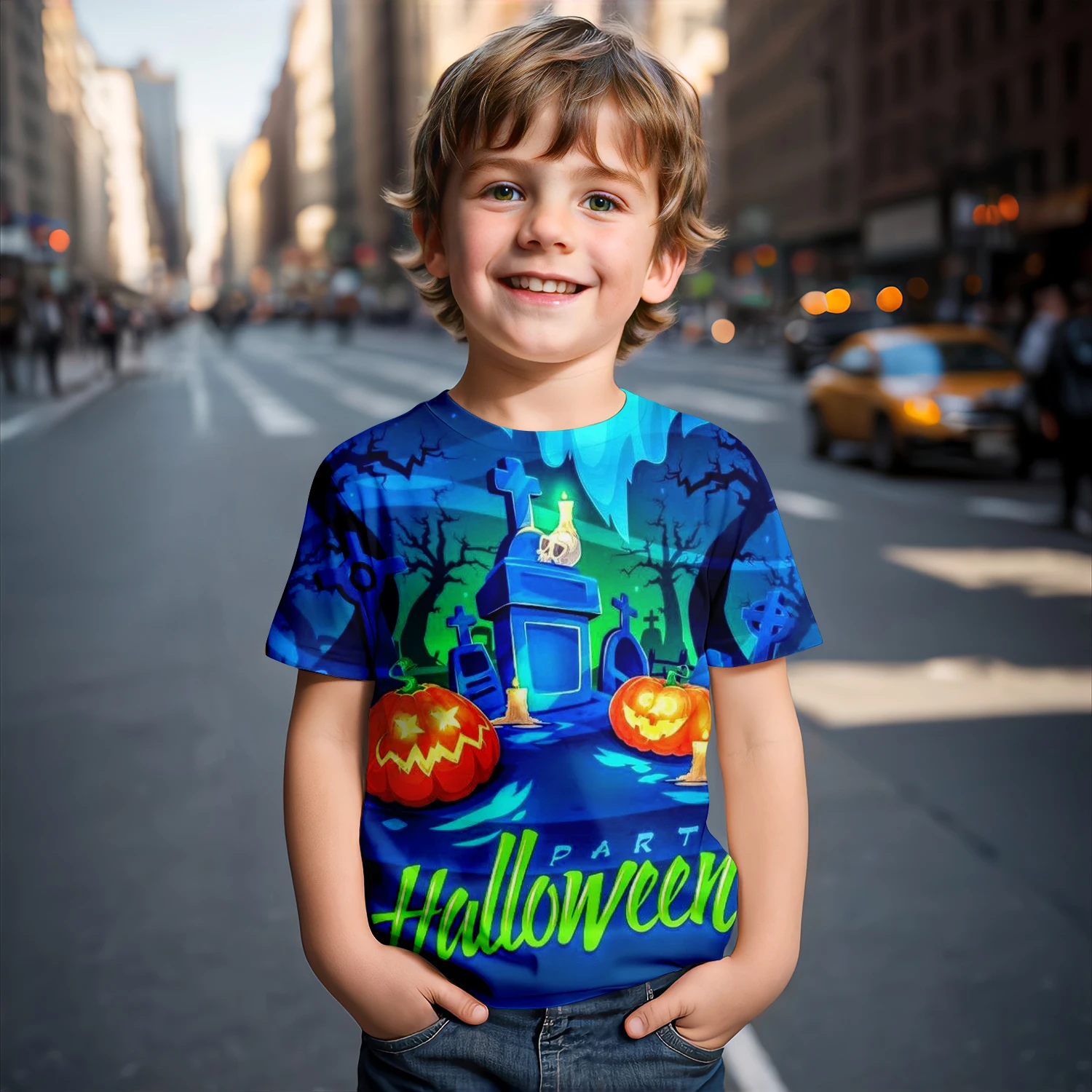 

Performance Costume Boys 2024 Summer Clothing T-Shirt Halloween Dress Up Children's Festival Performance