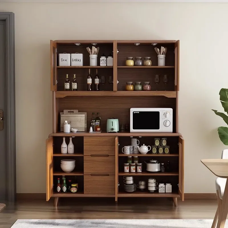 Sideboard, solid wood frame, tea and wine cabinet, modern minimalist kitchen storage cabinet, home living room wall-backed