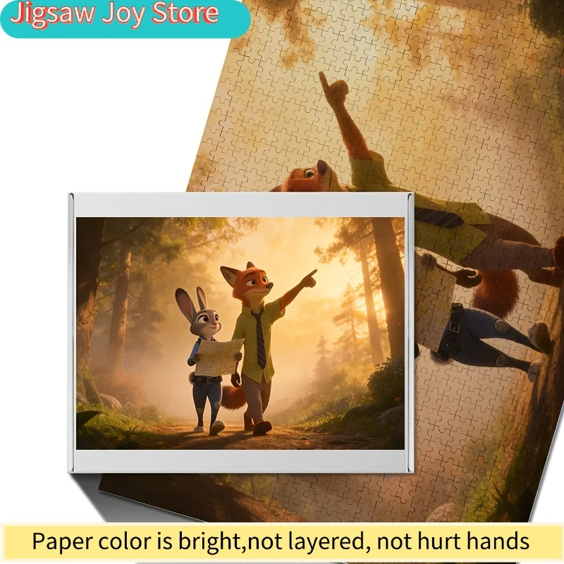 1000-teiliges Disney Zootopia Judy & Nick Wilde Poster-Puzzle – Denkspiel für Kinder und Erwachsene, Herausforderndes Puzzle für die ganze Familie