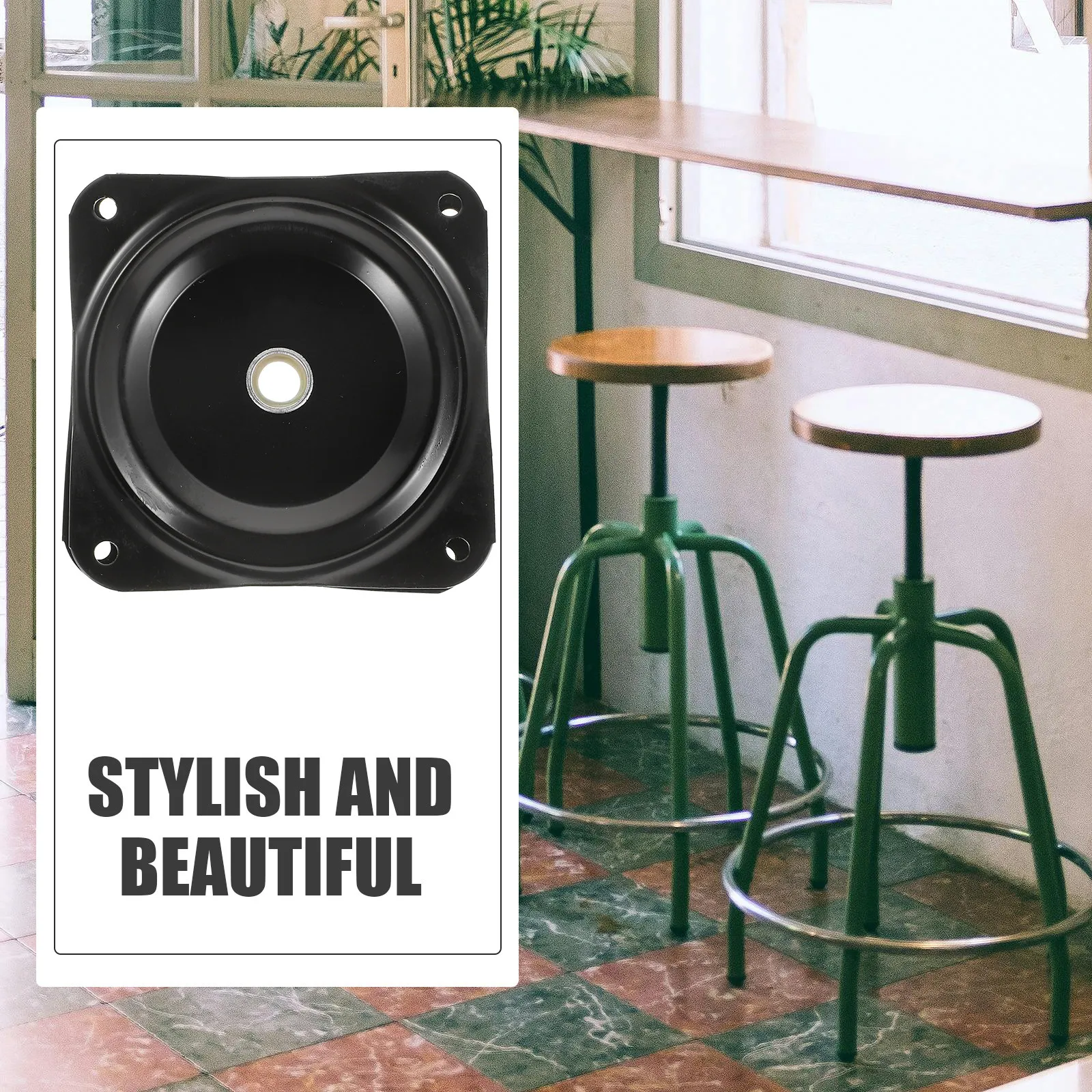 Black Square Iron Furniture Turntable Swivel Base Smooth 360 Degree Rotation for Bar Stools Chairs Kitchen Island Office Chair