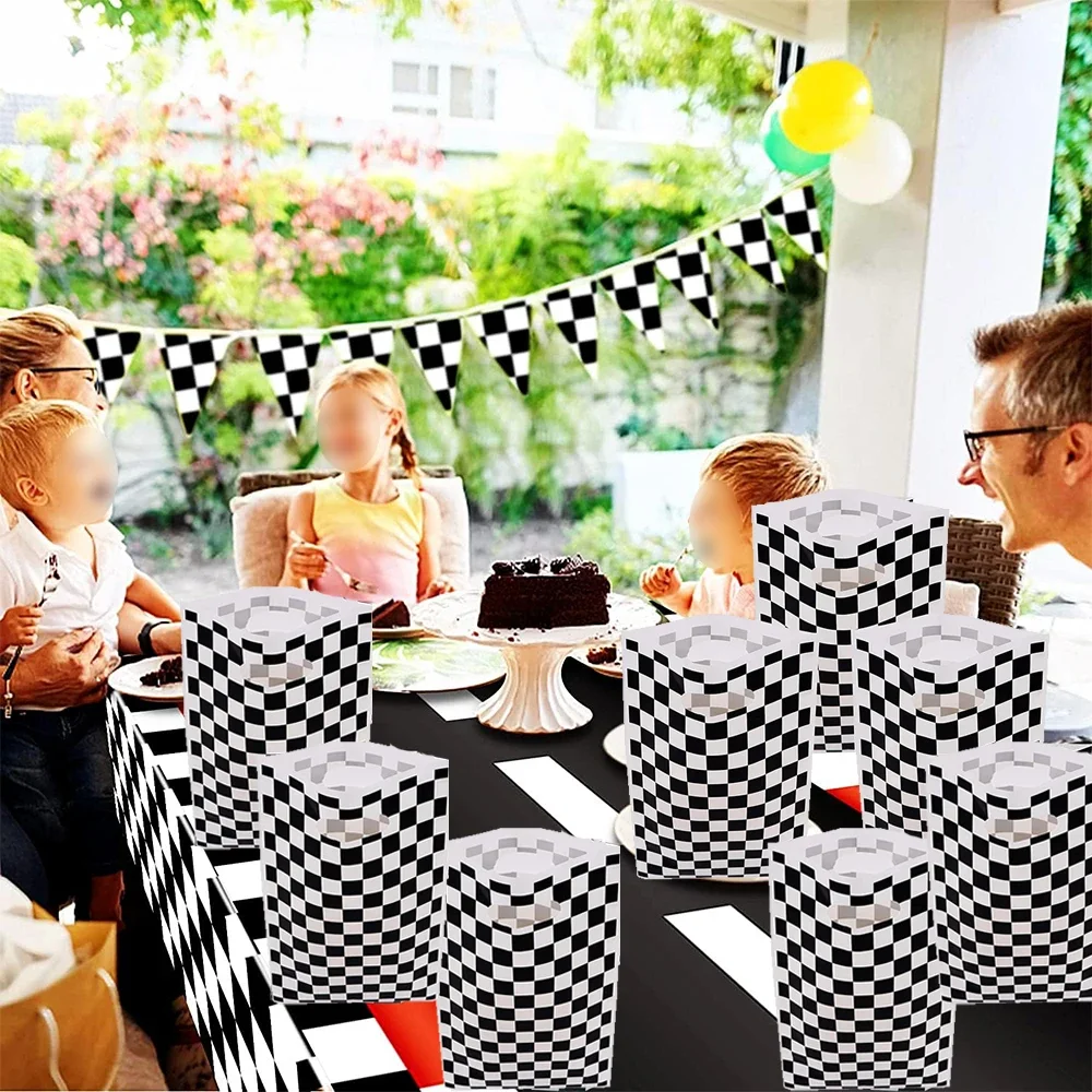 20/30 Stück Rennparty-Leckerli-Tasche, schwarz-weiß kariert, Goodie-Geschenktüte, Rennwagen, Geburtstag, Monster Truck, Partybevorzugung, Dekoration – Detail 10