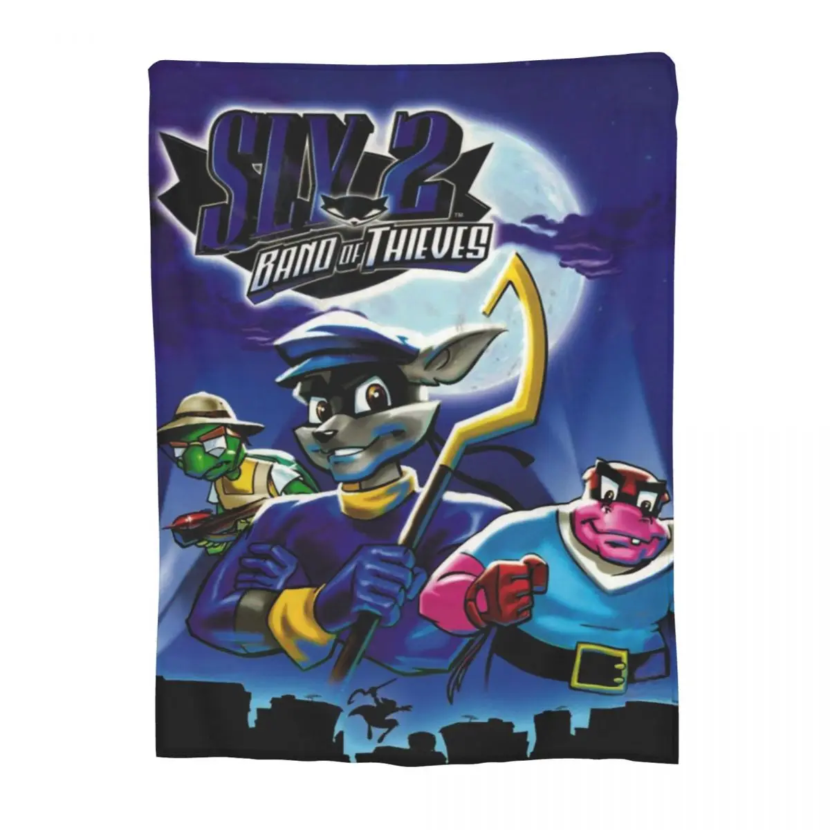 Manta de franela con diseño de collage de cómics de Sly Cooper, Raccoon, Fox, Turtle, Hippo, cómics, manga, anime, juegos, para sala de estar