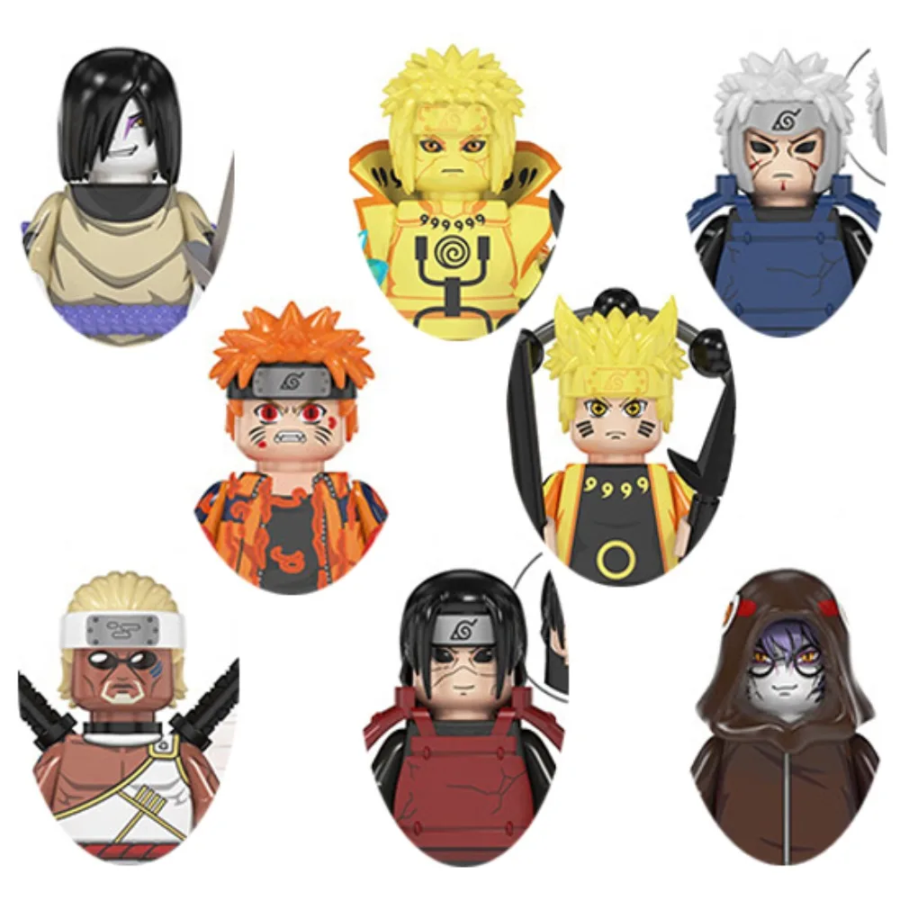 Anime NARUTO Building Bricks Mini Action Toys Figures Namikaze Minato Orochimaru Killer Bee Blocks Model Birthday Gifts for Kids