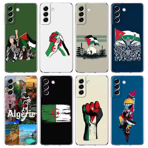 Phone Case For Samsung Galaxy S25 Edge S24 Plus S23 FE S22 S21 S20 Ultra 5G S10 Soft Clear Cover Algeria Flag
