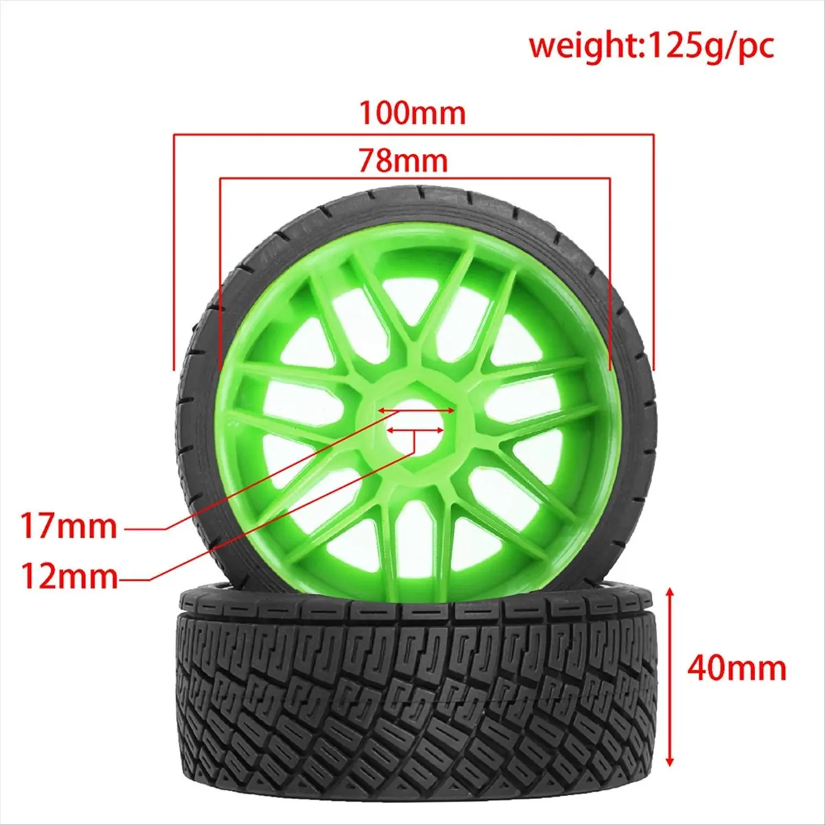 (A30I] 4Pcs RC Car Rubber Tires & Wheels Hex Hub for 1/7 1/8 KM KKPIT W234 Off-Road Upgrade Parts White