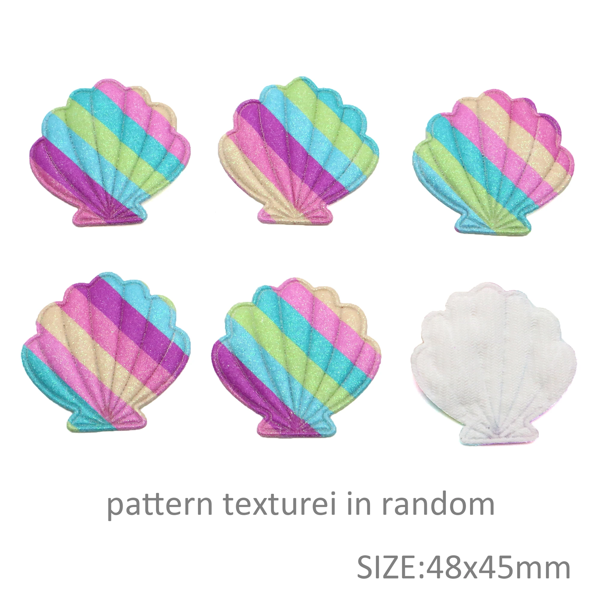 10 Pcs 48*45mm Shell Appliques Embroider Patches for Clothes Hat Sewing DIY Headwear Hair Clips Decor Accessories,10Yc38048