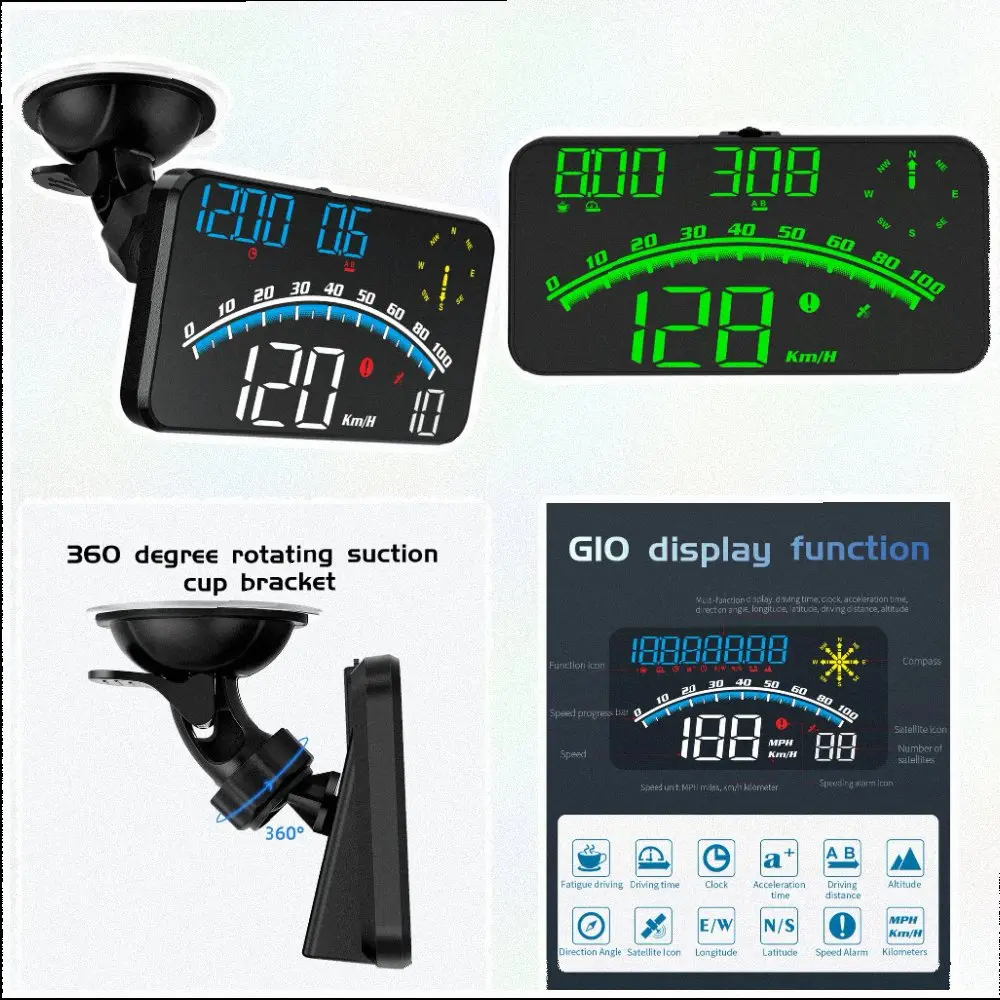 Head Up Display HUD for Car with For gps Compatibility Speedometer Altitude Compass Clock Trip Distance Monitor