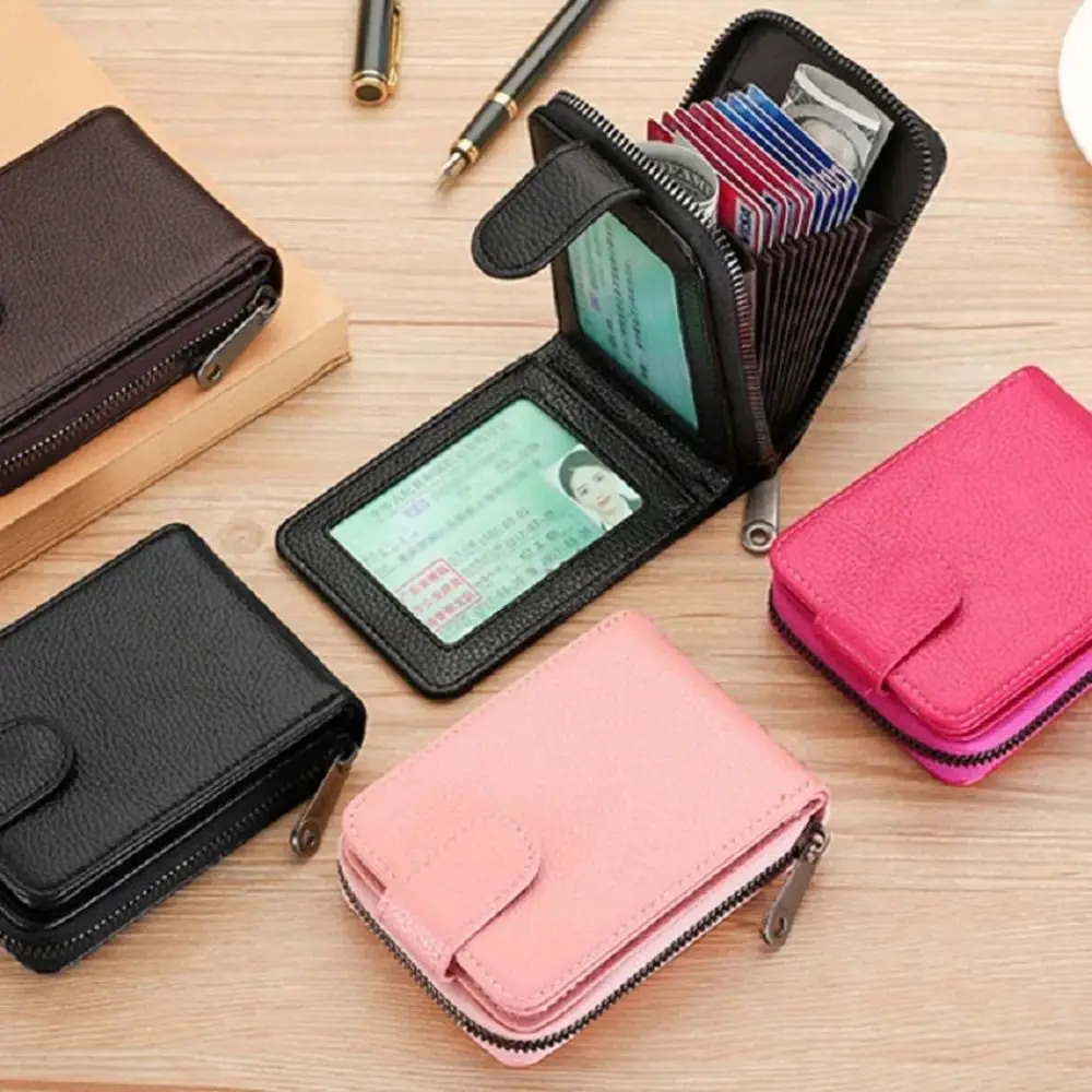 11/16 Slots PU Leather Card Holder with Buckle Large Capacity Portable Coin Purse Multipurpose Compact Small Card Bag Outdoor