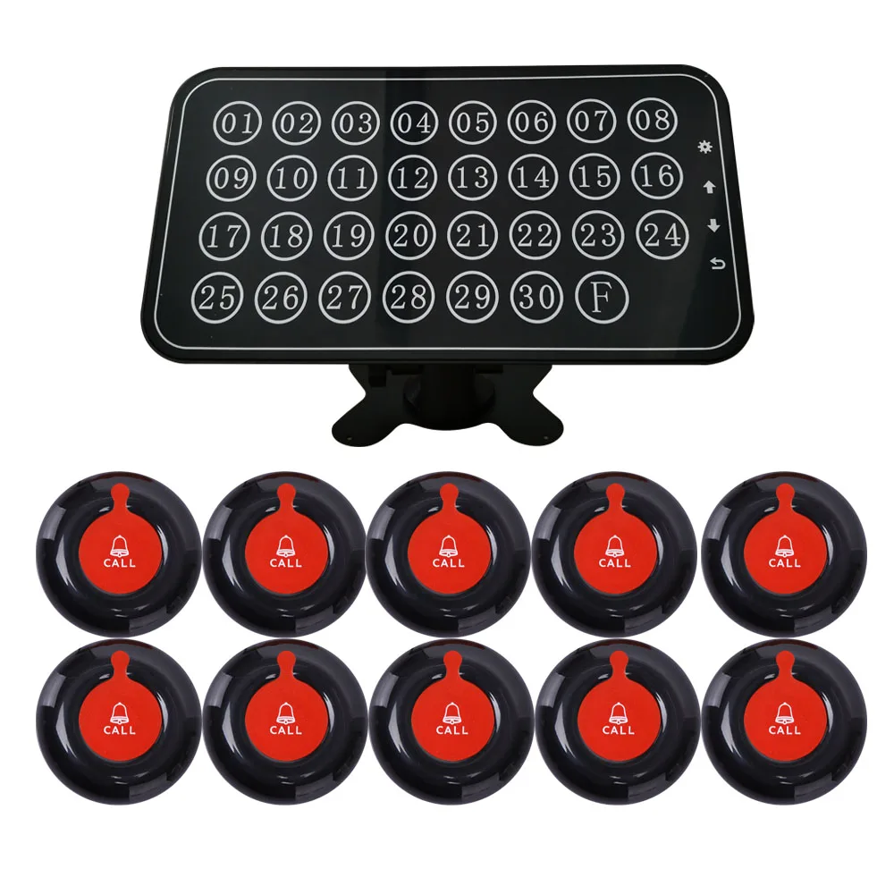 Wireless Calling System Caregiver Call Button Patient Call Bell with 10 Nurse Alert Call Buttons and 1 Display Receiver