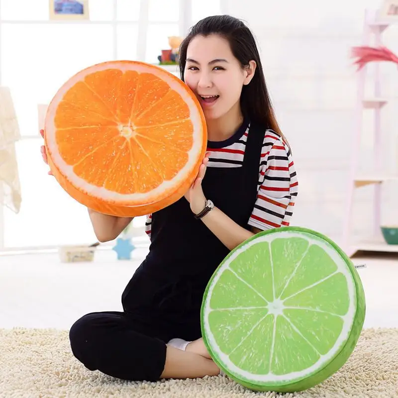 Fruit Pillow Cushion Garden Chair Cover Floor Fruit Shape Round Kiwi Orange Lemon Watermelon Seat Cushion Sofa Pillows for Home