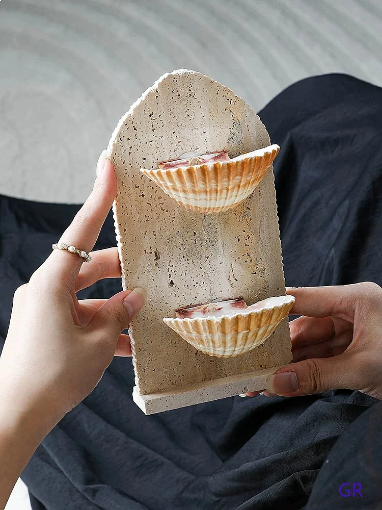 Decorative Shell Jewelry Organizer - Abalone Conch Ring Earring Display Rack